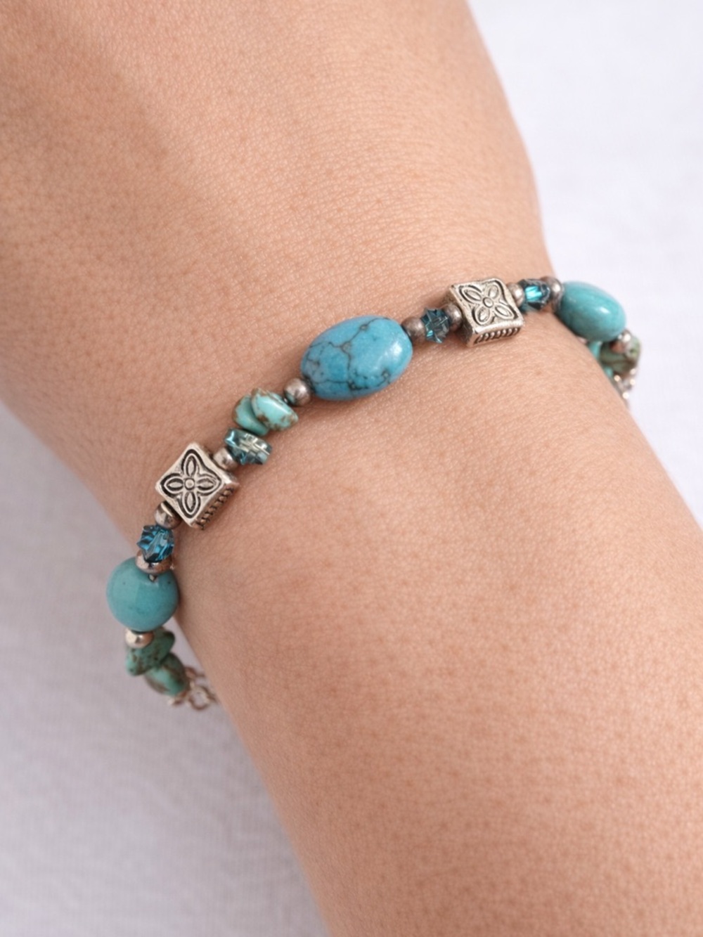 Turquoise Gemstone Beaded Stretch Bracelet